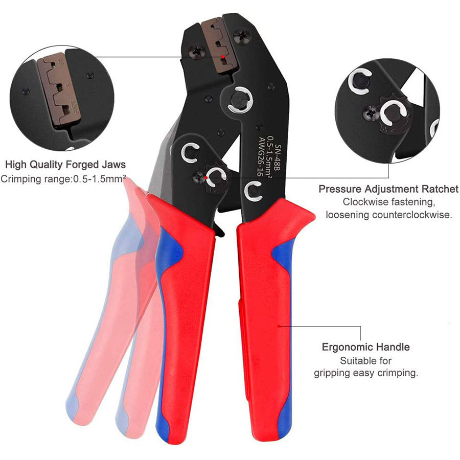 速卖通热卖SN-48B手动插簧端子压线钳 7寸迷你型欧式压接钳套装