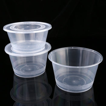 Round packing box 1000ml disposable plastic lunch box thickened take-out box transparent plastic bowl lunch box with lid