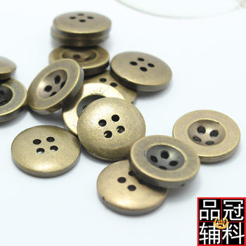 Wide-Brimmed Four-Eye Bronze Imitation Metal Button Buttons Coat Fur Shirt Buttons 10-25mm Retro