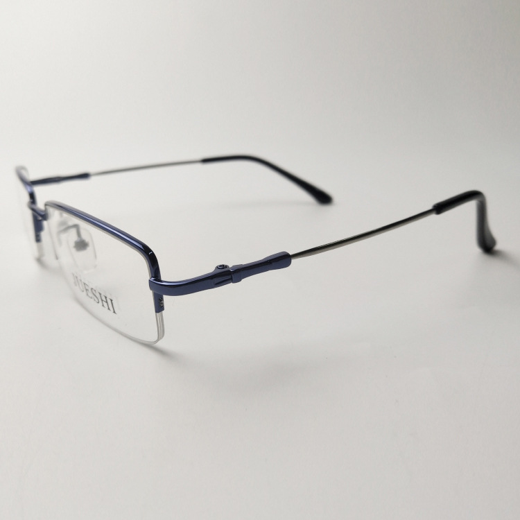 Factory Direct Supply of 611 New Fashion Men's Half-Frame Eyeglass Frames, Business Casual Alloy Memory Frames, Business Style