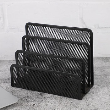 New Metal Office Supplies Storage Rack Iron Mesh Three-Column File Rack Letter Holder Book Stand Envelope Rack Wholesale