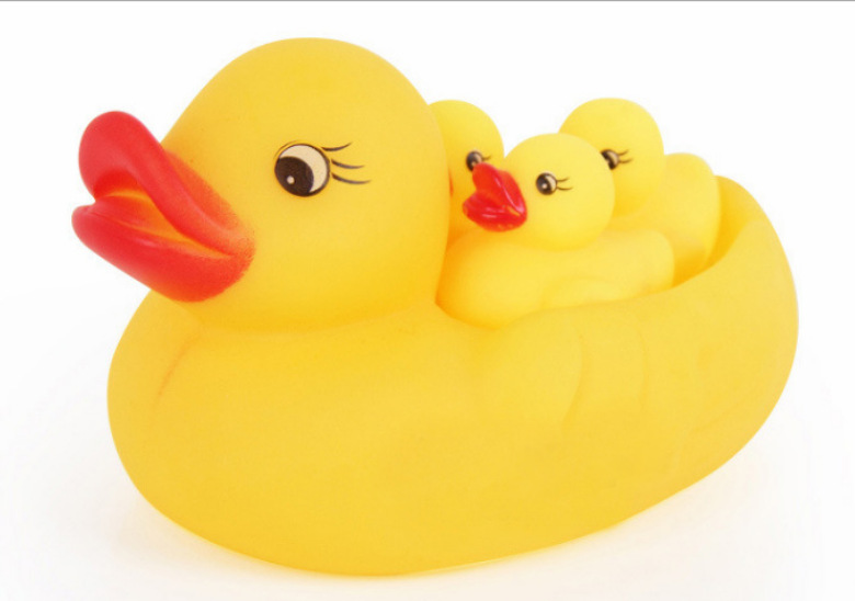 搪胶戏水鸭-小鸭子 捏会响 益智玩具母子鸭 漂亮可爱网袋包装