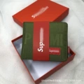 Fully embroidered short wallet green with box