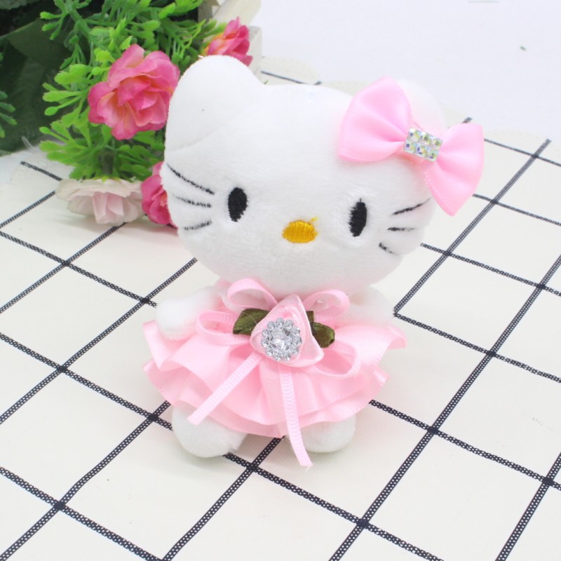 带钻裙装小猫公仔挂件卡通花束材料婚庆活动娃娃毛绒玩具多款多色