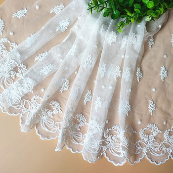 Tianteng Wholesale DIY Clothing Accessories Sewing Materials Polka Dot Small Bow Lace Mesh Barcode Embroider