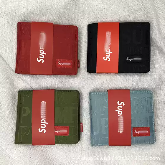 One piece hair sup fashion brand short wallet simple 2 fold short clip 19ss wallet