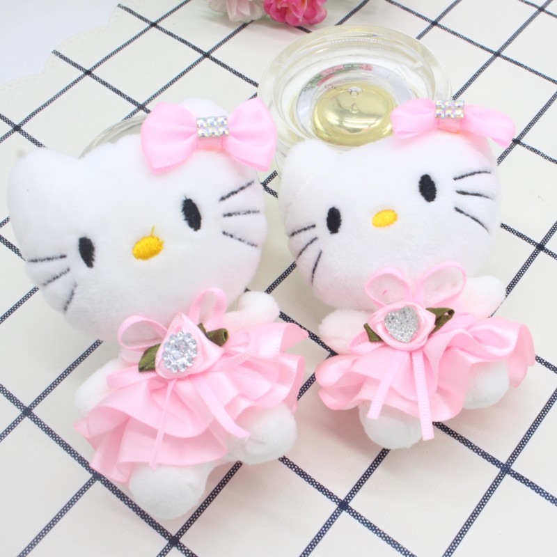 带钻裙装小猫公仔挂件卡通花束材料婚庆活动娃娃毛绒玩具多款多色