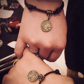 European and American Retro Twelve Constellations Bracelets for Male and Female Couples, Student Bracelets, Hand-Woven Bracelets, Cross-Border Wholesale