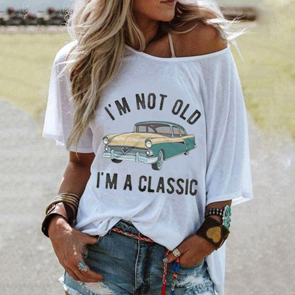 Womens Loose Fit Casual T Shirt Round Neck Printed Design Trendy Style Perfect for Spring Summer Ready to Ship