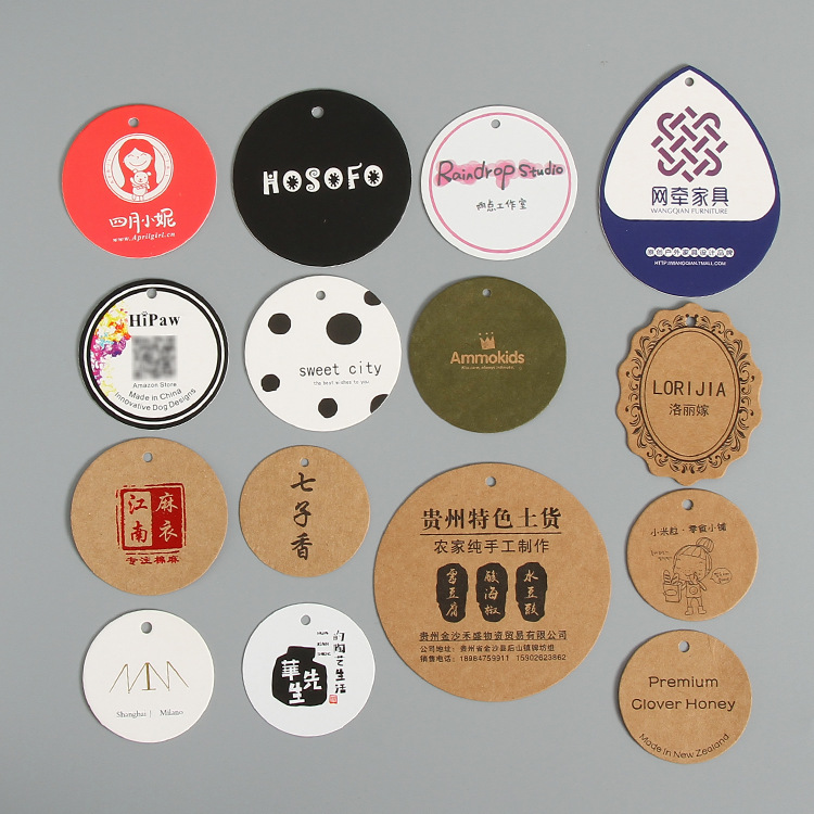 Round Kraft Paper Tag Spot Wholesale Universal Blank Card Clothing Label Certificate Printing Design