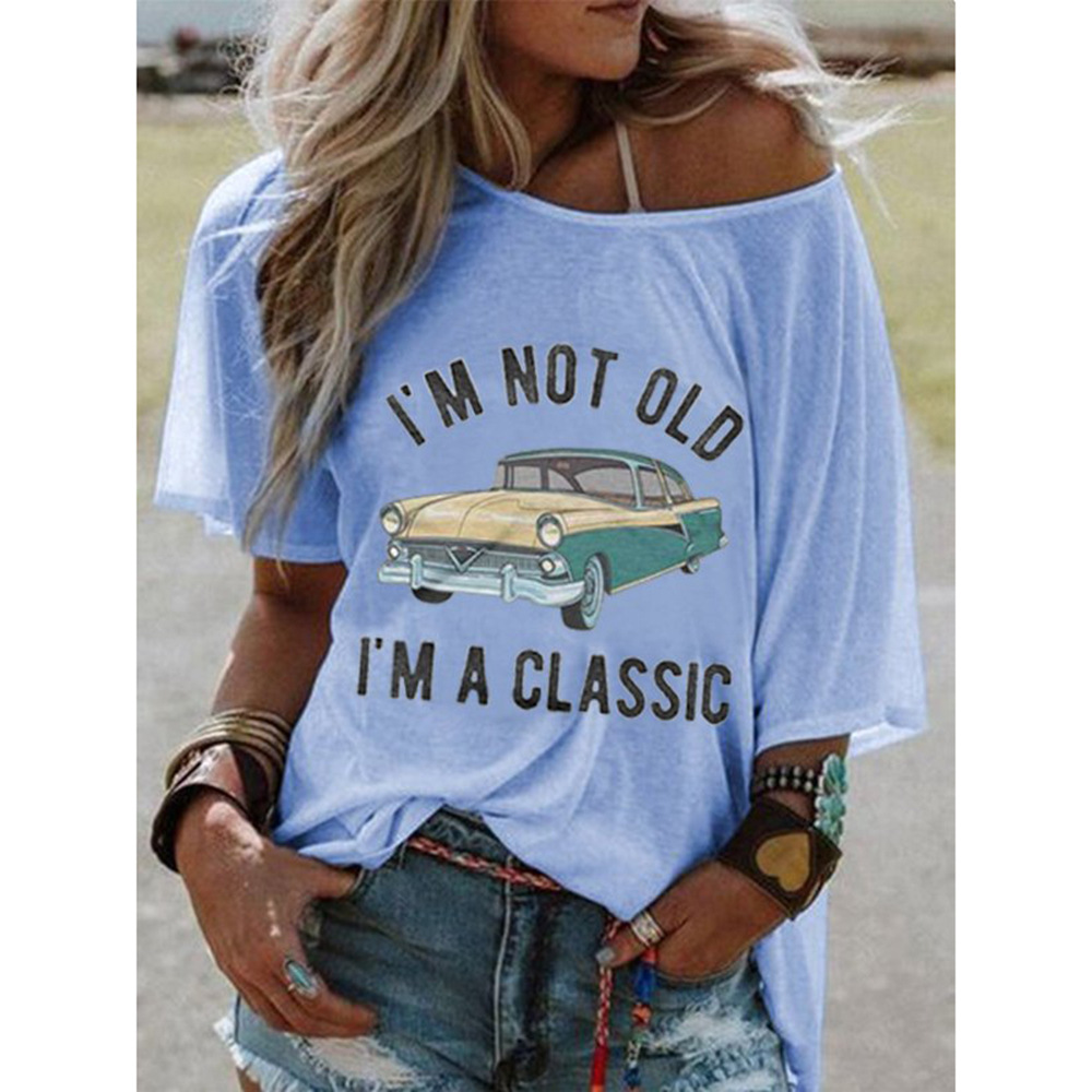 Womens Loose Fit Casual T Shirt Round Neck Printed Design Trendy Style Perfect for Spring Summer Ready to Ship