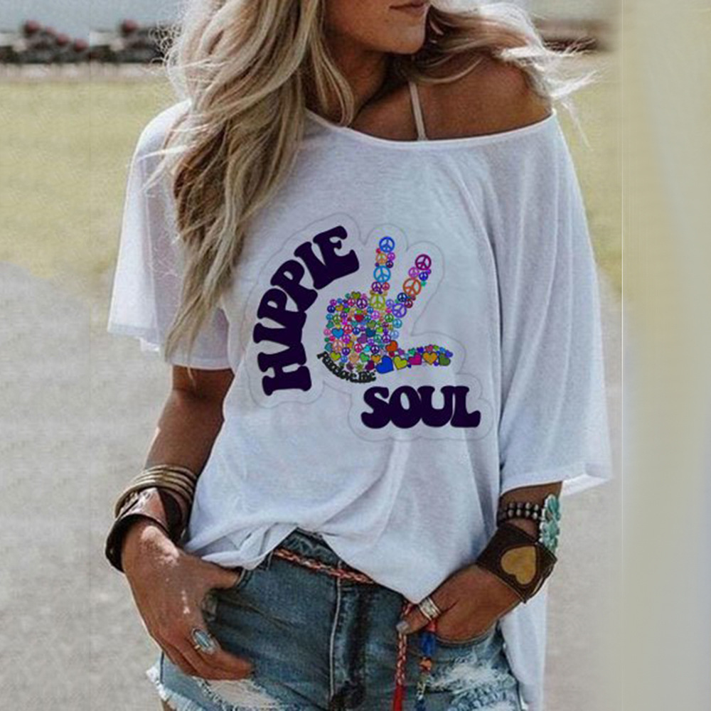Womens Loose Fit Casual T Shirt Round Neck Printed Design Trendy Style Perfect for Spring Summer Ready to Ship