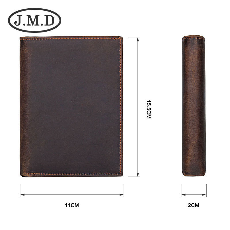 Ví passport da thật phong cách cổ điển nhiều khe thẻ chống trộm RFID kèm ngăn đựng tiền lẻ — Đen (da Nappa), Màu đen (mẫu chữ thập), Nâu đậm (da ngựa điên)