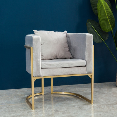 北欧轻奢布艺沙发酒店会客区铁艺沙发桌椅组合服装店接待单人椅