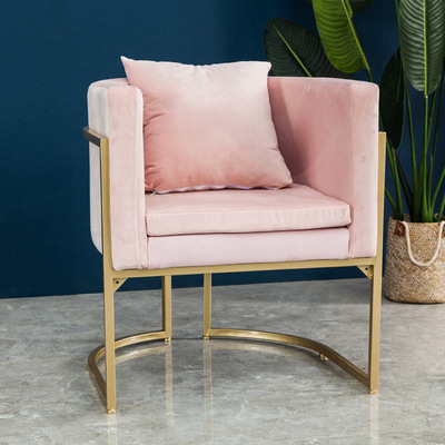 北欧轻奢布艺沙发酒店会客区铁艺沙发桌椅组合服装店接待单人椅