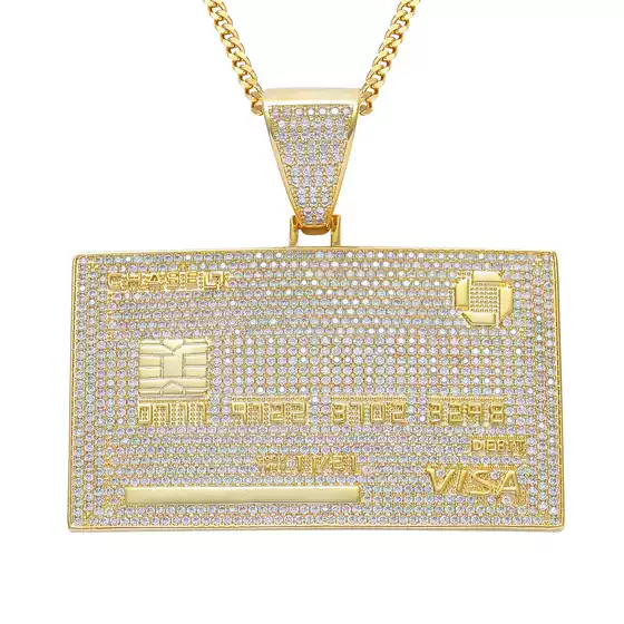 Hip Hop VISA Card Pendant Solid Polished Bank Card Bling Accessory for Men Street Dance Hip Hop Jewelry