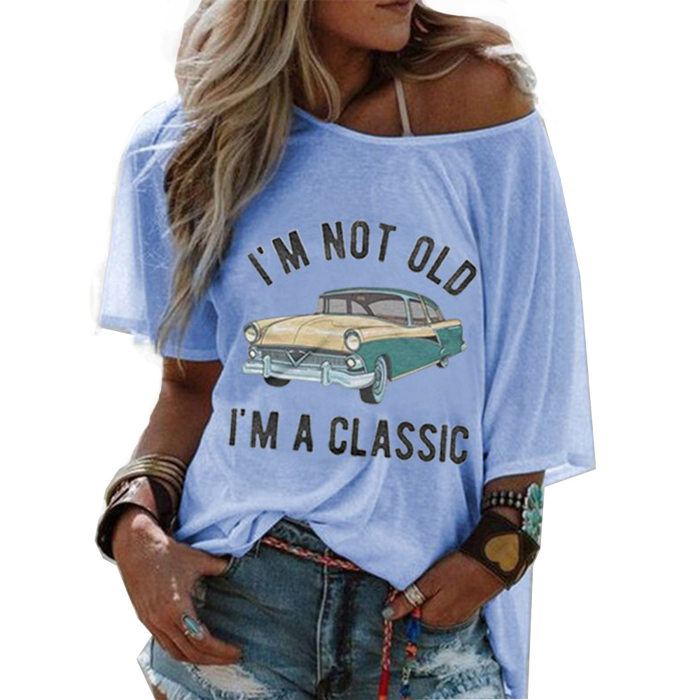 Womens Loose Fit Casual T Shirt Round Neck Printed Design Trendy Style Perfect for Spring Summer Ready to Ship