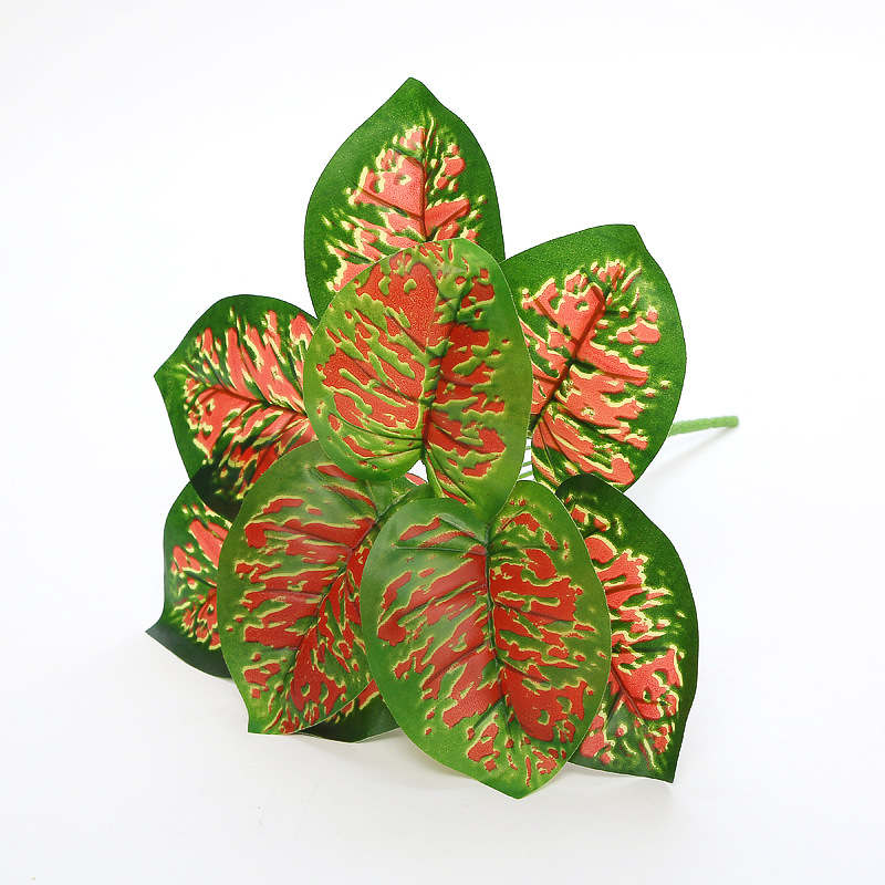 仿真龟背叶盆栽插花叶子植物墙绿植墙造景装饰绿叶配材假花绿萝叶