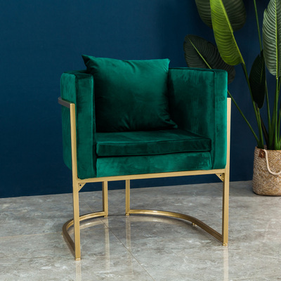 北欧轻奢布艺沙发酒店会客区铁艺沙发桌椅组合服装店接待单人椅