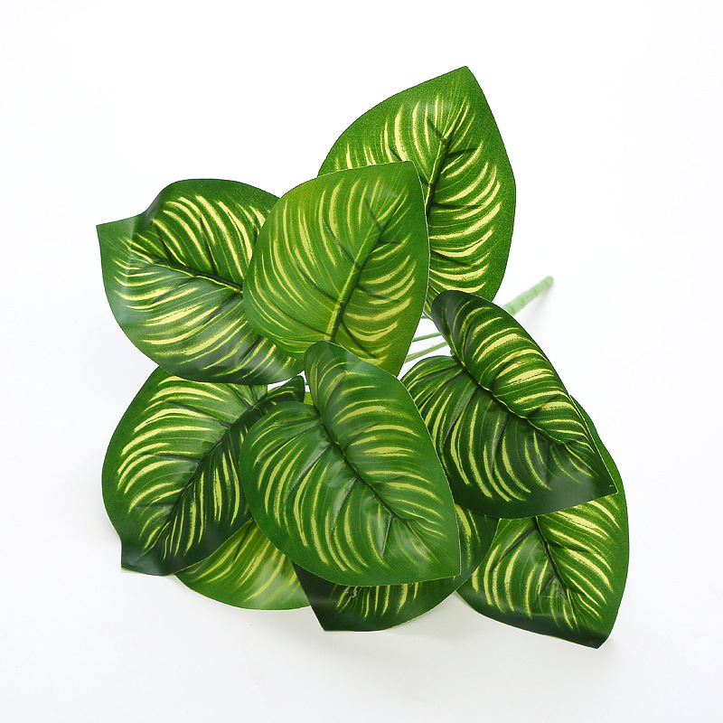 仿真龟背叶盆栽插花叶子植物墙绿植墙造景装饰绿叶配材假花绿萝叶