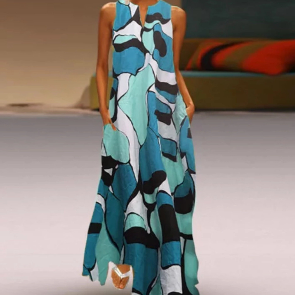 Fashionable Floral Print Sleeveless Maxi Dress Elegant Design Comfortable Fabric Perfect for Summer Events Wholesale