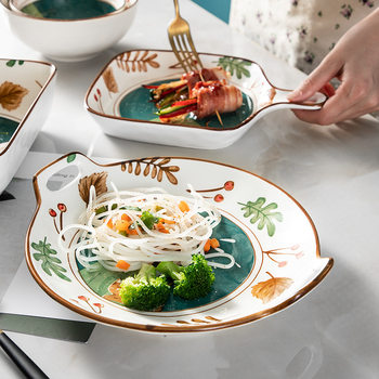 Cross-border Nordic INS Creative Ceramic Tableware Set Bowl Dish Plate Good-looking Dinner Plate Fruit Plate Peach Heart Plum Blossom Plate