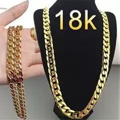 Cross-Border Jewelry European and American Fashion New Gold Necklace 18K Gold Plated Men's 6mm Side Necklace Manufacturer Wholesale