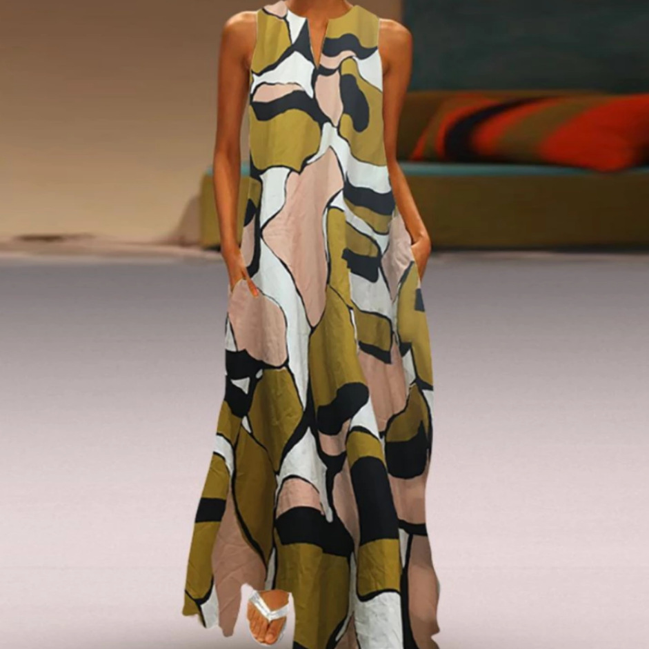 Fashionable Floral Print Sleeveless Maxi Dress Elegant Design Comfortable Fabric Perfect for Summer Events Wholesale