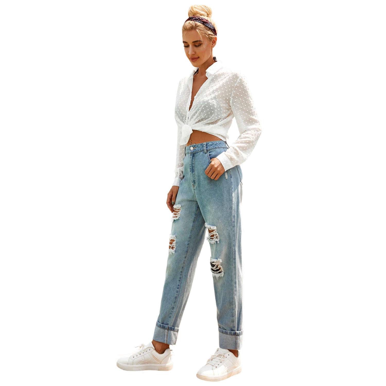 High Waisted Ripped Denim Jeans for Women Stylish Casual Comfortable Fit Perfect for Work or Everyday Wear