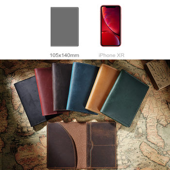 Crazy Horse Leather Passport Holder Document Chuck First Layer Cowhide Retro Boarding Card Wallet Multi-Functional Passport Bag Ticket Holder