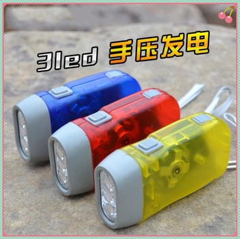 Factory Direct Supply of Three-Light Hand-Pressed Flashlights, Transparent 3Led Hand-Pinched Portable Flashlights, Hand-Cranked Gifts, Cross-Border Flashlights
