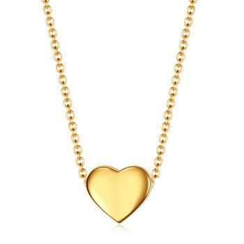 European and American Stylish Simple 18K Gold 12mm Glossy Heart Stainless Steel Clavicle Chain Couple Necklace Can Be Engraved Wholesale