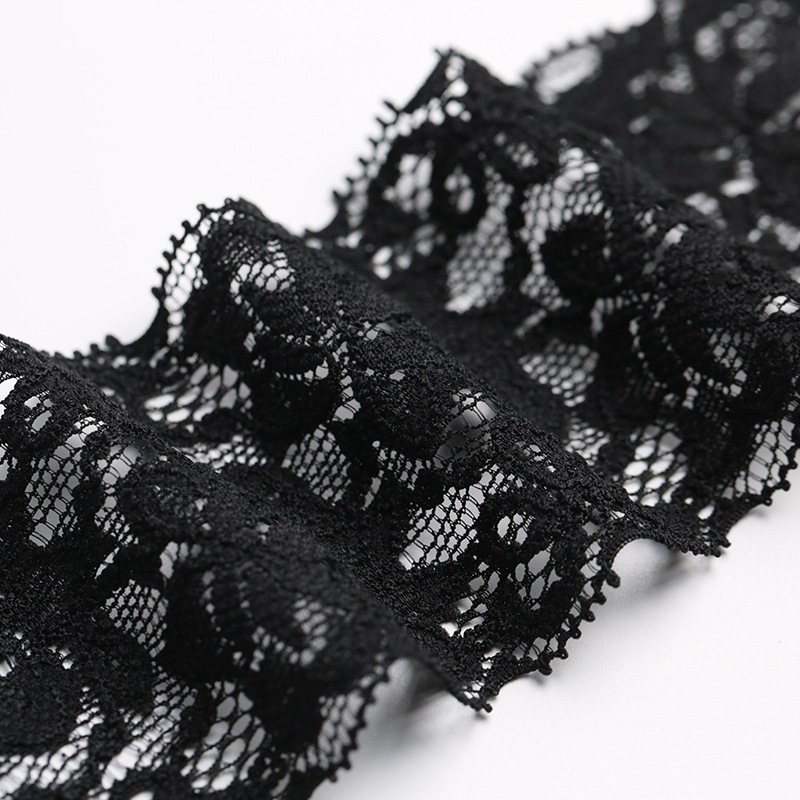 6.20cm Wide Nylon Black Stretch Lace Fabric Clothing Lace Accessories Cut Out Skirt Intimates Intimates Fabric