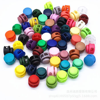 Button plastic double hole buckle hanging Bell tightening buckle spring buckle elastic adjustment buckle fixed rope buckle wear rope buckle pig nose buckle