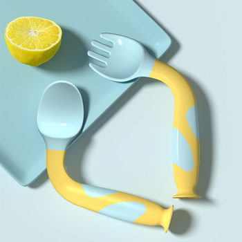 Baby Learn to Eat Training Fork Learn Chopsticks Children's Tableware suit Feeding One-year-old Baby Elbow Supplementary Food