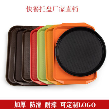 Manufacturer Wholesale Household Hotel Restaurant Trays School Canteen Meal Trays Plastic Non-Slip Rectangular Dinner Plates National Trend