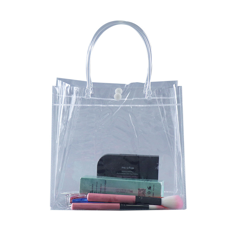 Plastic Transparent Pvc Handbag Custom Plastic Gift Bag Cosmetic Packaging Bag Popular Hand Bag Customization