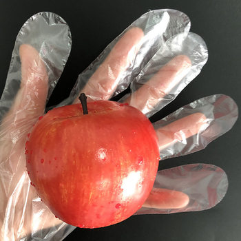 Disposable gloves edible thickened transparent PE crayfish catering hair waterproof plastic hand film wholesale
