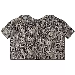 Cross-border Foreign Trade Street Trendy Brand Casual Men's and Women's Couple's Cardigan Snake Print Summer Ins Short-sleeved Lel Shirt