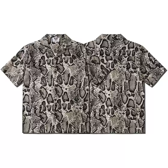 Cross-border Foreign Trade Street Trendy Brand Casual Men's and Women's Couple's Cardigan Snake Print Summer Ins Short-sleeved Lel Shirt
