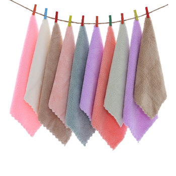 Qipai Plain 30*30 Square Towel, Soft and Absorbent Coral Velvet Hand Towel, Kidsren's Towel, Small Towel