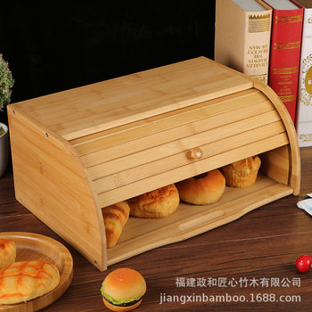 Cross-Border Bread Box Bamboo Simple Household Pastry Fruit Storage Box with Lid Kitchen Dustproof Storage Box Wholesale