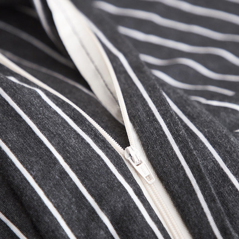 Tianzhu cotton four-piece Japanese knitted cotton striped quilt cover bed sheet bed hat 1.51.8 m bedding generation