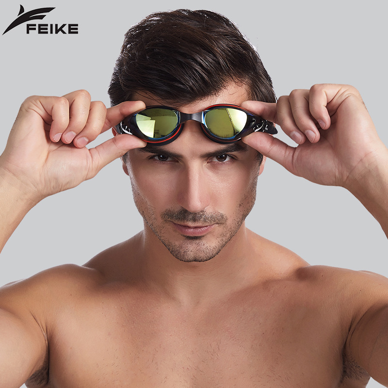 New Swimming Goggles Waterproof and Anti-Fog High-Definition Women's Myopia Swimming Cap Set Men's Adult Mid-Frame Diving Equipment Swimming Goggles