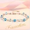 K-Style of the Ocean Heart Literary Blue Crystal Heart-Shaped Zircon Bracelet for Women Niche Elegant Inlaid with Colored Diamonds Heart Hand Jewelry