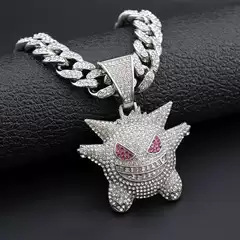 European and American Hip-Hop Full Diamond Cuban Necklace Hiphop Flap Pocket Pants Monster Elf Anime Pokemon Trendy Pendant