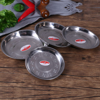Factory supply two yuan shop stainless steel 430 plate with magnetic round plate egg-shaped barbecue plate hotel restaurant fish plate
