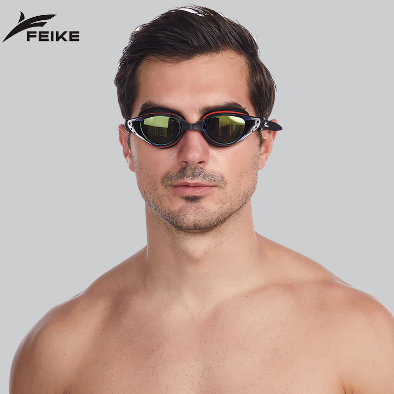 New Swimming Goggles Waterproof and Anti-Fog High-Definition Women's Myopia Swimming Cap Set Men's Adult Mid-Frame Diving Equipment Swimming Goggles