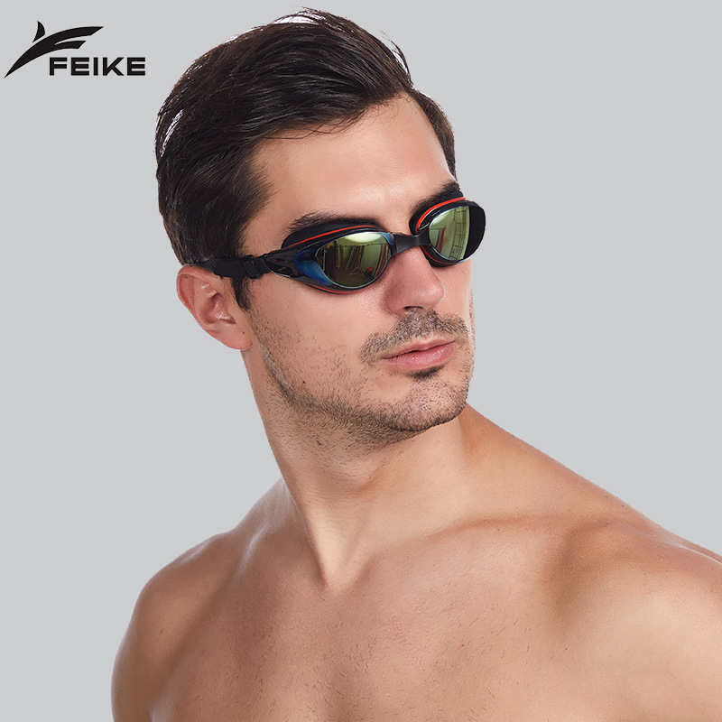 New Swimming Goggles Waterproof and Anti-Fog High-Definition Women's Myopia Swimming Cap Set Men's Adult Mid-Frame Diving Equipment Swimming Goggles