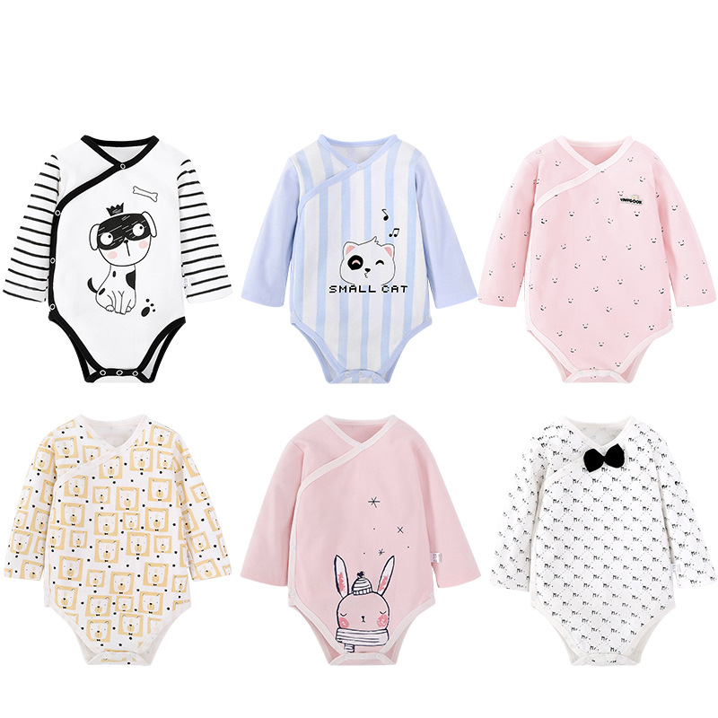 Baby Pure Cotton Romper for Boys and Girls, Base Layer Pajamas, One-Piece Outfit for Spring, Autumn, and Summer, Seamless Design